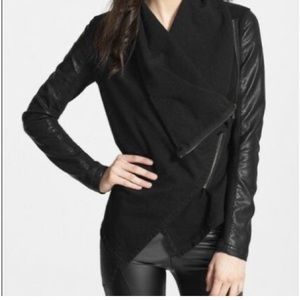 Entro Faux Leather Sweater Jacket Size Small Mixed Media